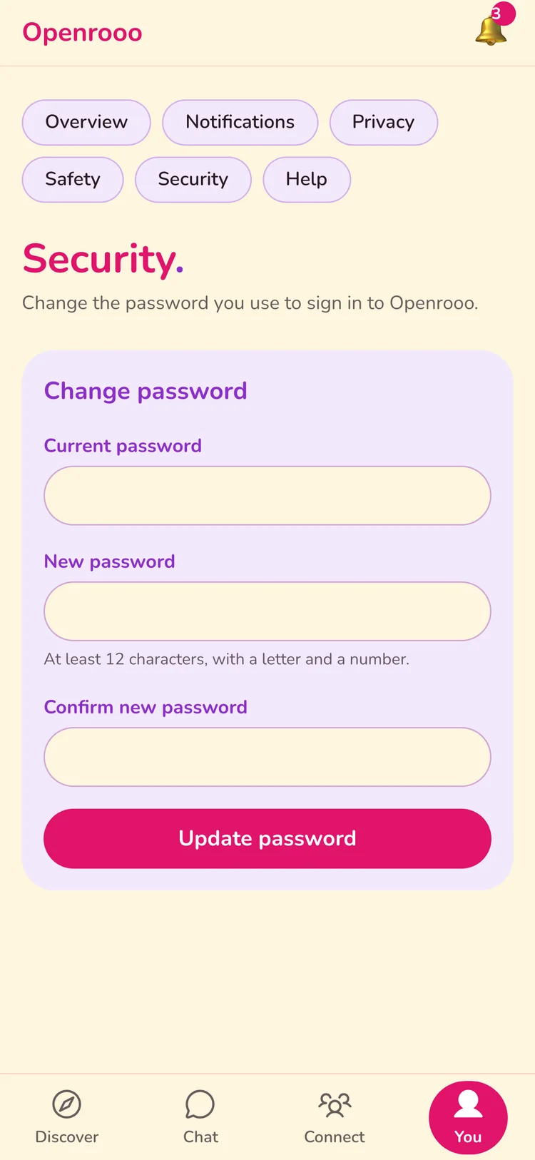 Security (Change Password)
